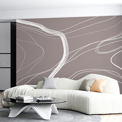 Custom Minimalist White Lines on Mauve Background Abstract Wallpaper
