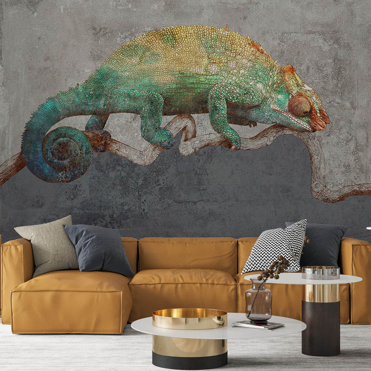 Colorful Chameleon Wall Mural Modern Art Animals Wallpaper