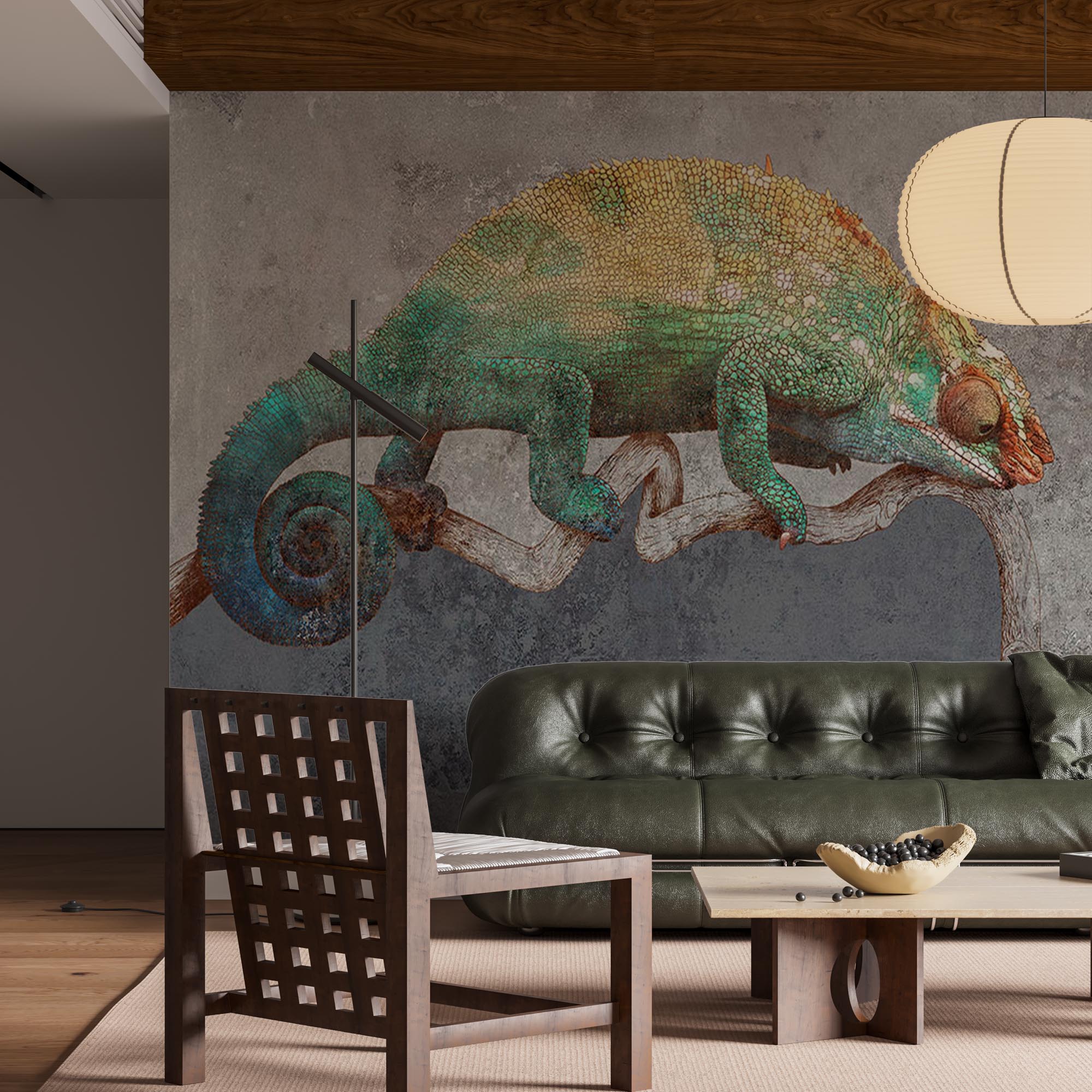 Colorful Chameleon Wall Mural Modern Art Animals Wallpaper