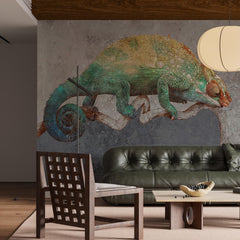 Custom Colorful Chameleon Wall Mural Modern Art Animals Wallpaper