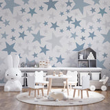 Kids Wall Mural Blue and Grey Stars Wallpaper for Kids