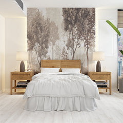 Custom Sepia Forest Scene with Deer Wall Mural Wallpaper