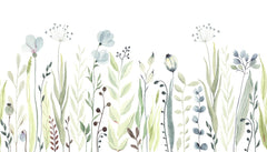 Custom Watercolor Meadow Wildflowers Wall Mural - Soft Pastel Botanical Wallpaper