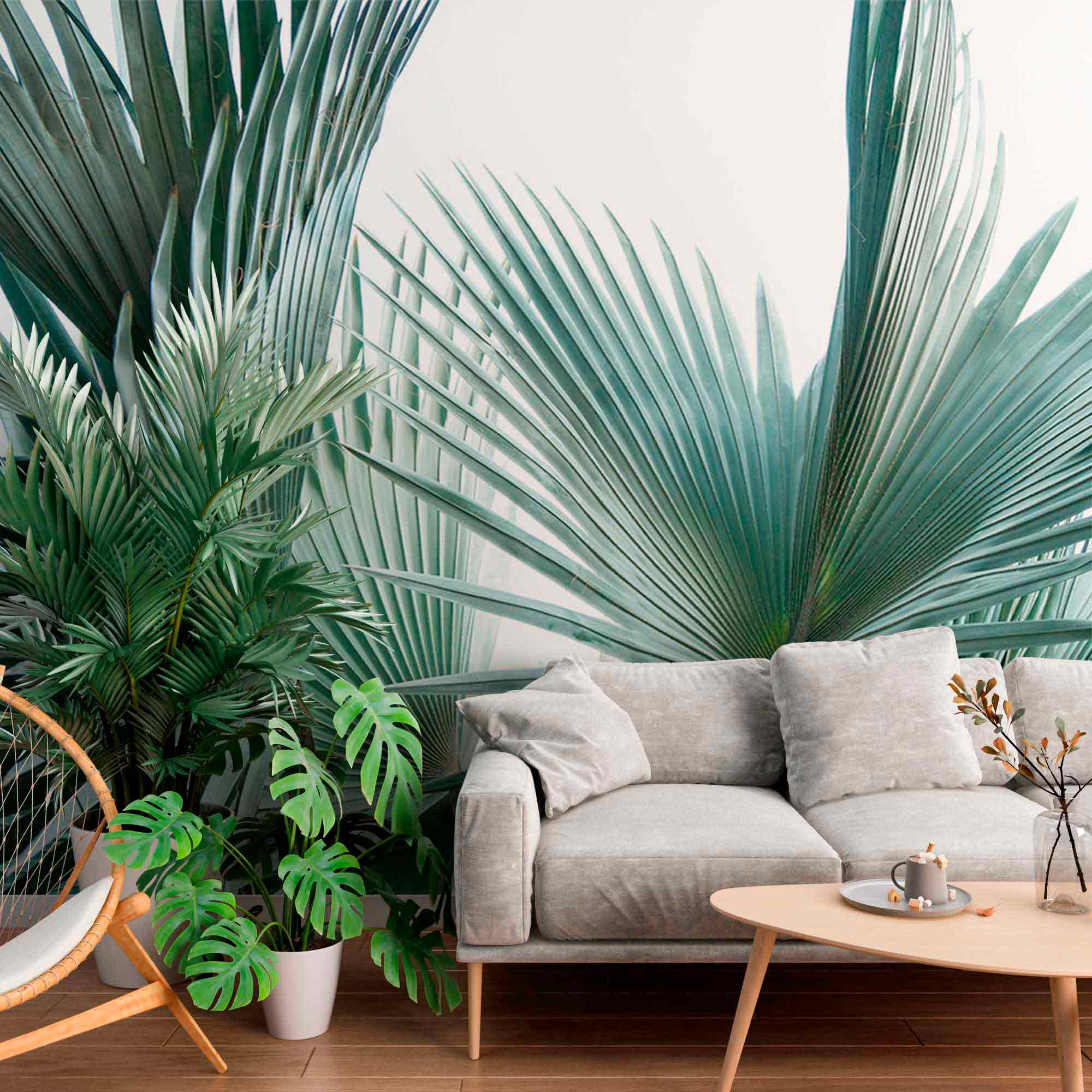 Tropical Wall Mural Pleated Leaf Palm Tree Wallpaper