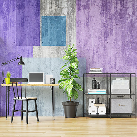 Geometric Abstract Blocks with Pastel Colors and Textured Background Wall Murals