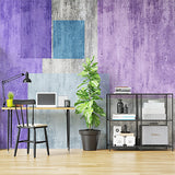 Geometric Abstract Blocks with Pastel Colors and Textured Background Wall Murals