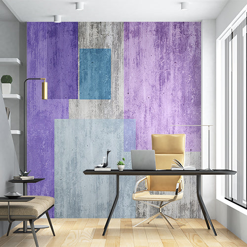 Geometric Abstract Blocks with Pastel Colors and Textured Background Wall Murals