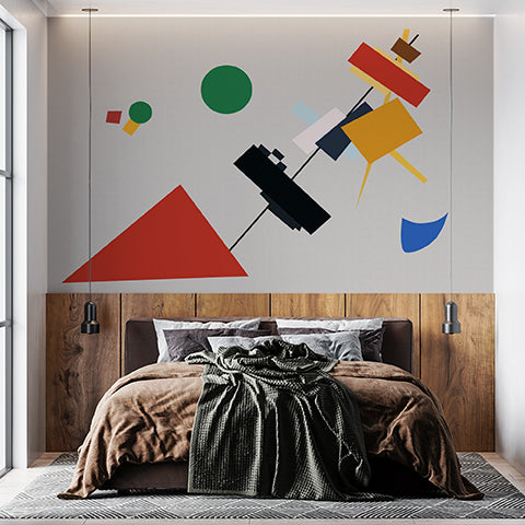 Colorful Abstract Geometric Wall Mural Wallpaper - Playful Modern Art Design with Bold Shapes