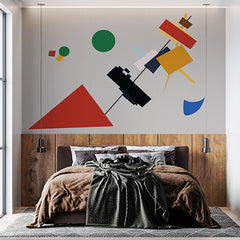 Custom Colorful Abstract Geometric Wall Mural Wallpaper - Playful Modern Art Design with Bold Shapes