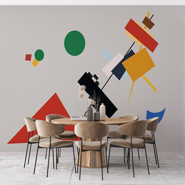 Colorful Abstract Geometric Wall Mural Wallpaper - Playful Modern Art Design with Bold Shapes