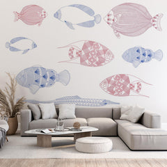 Custom Blue and Pink Pisces Wall Mural Scandinavian Wallpaper