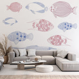 Blue and Pink Pisces Wall Mural Scandinavian Wallpaper