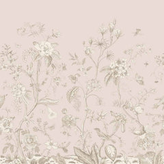 Custom Vintage Botanical Garden Wall Mural - Elegant Beige Floral and Bird Design Wallpaper