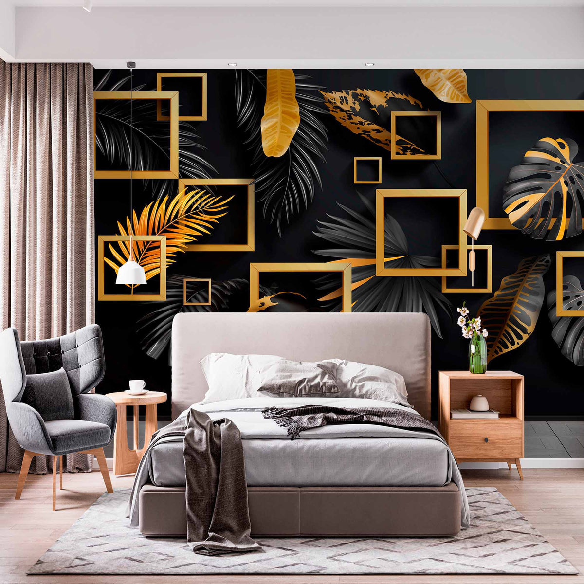 Luxe Tropical Leaves Wallpaper