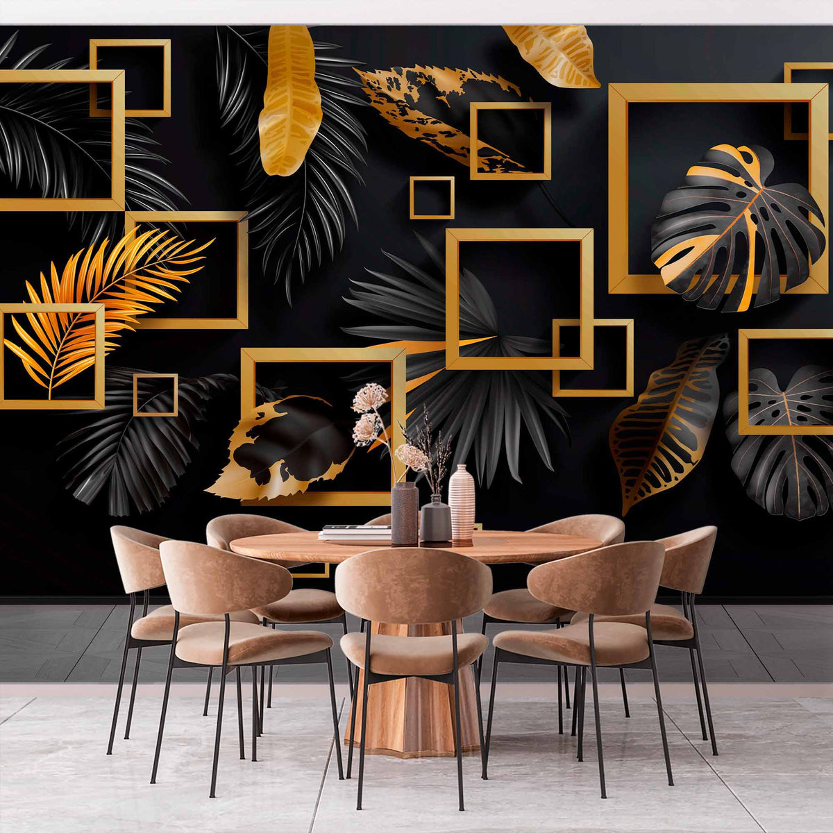 Custom Luxe Tropical Leaves Wallpaper