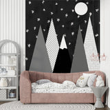 Kids Wall Murals Black Mountains Star Sky Wallpaper for Kids