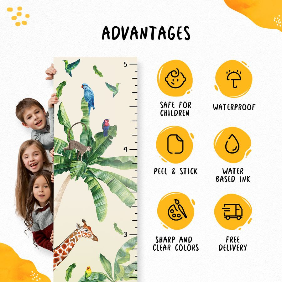 Kids' Growth Chart Peel and Stick Safari Animal