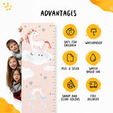 Kids' Growth Chart Peel and Stick Rainbow Unicorn Wall Decals for Bedroom Nursery