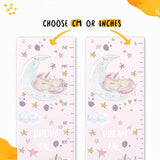 Kids' Growth Chart Peel and Stick Unicorns Rainbows Glittered Stars