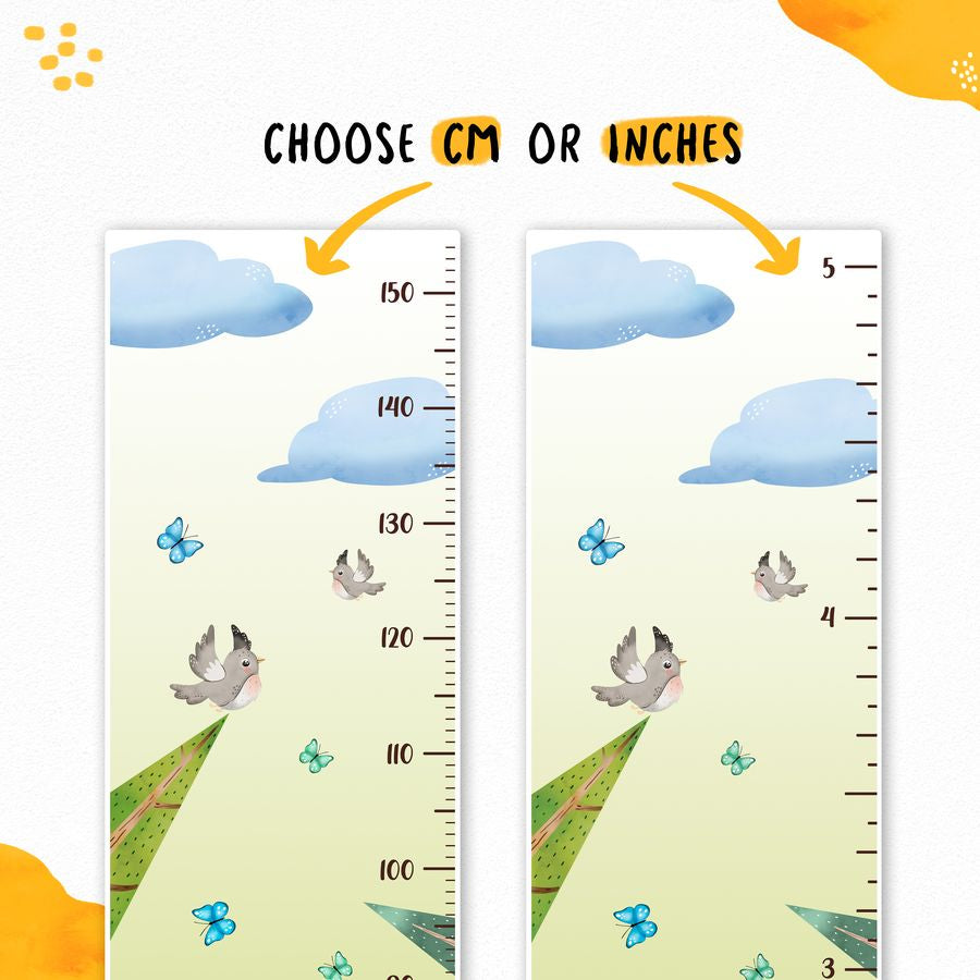 Kids' Growth Chart Peel and Stick Woodland Animals Tree Raccoon Owl Bunny