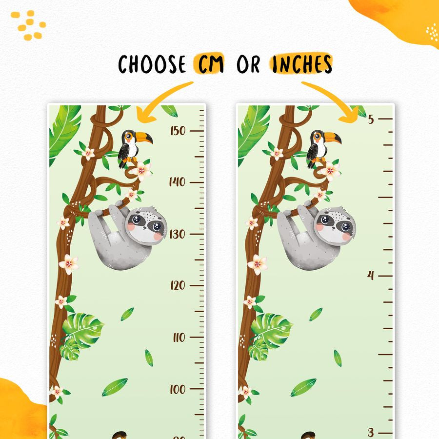 Kids' Growth Chart Peel and Stick Jungle Animal Wall Decals for Kids Baby Girl Boy Room