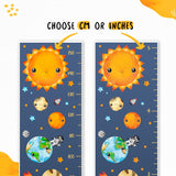 Kids' Growth Chart Peel and Stick Solar System Astronaut Animal Wall Decal