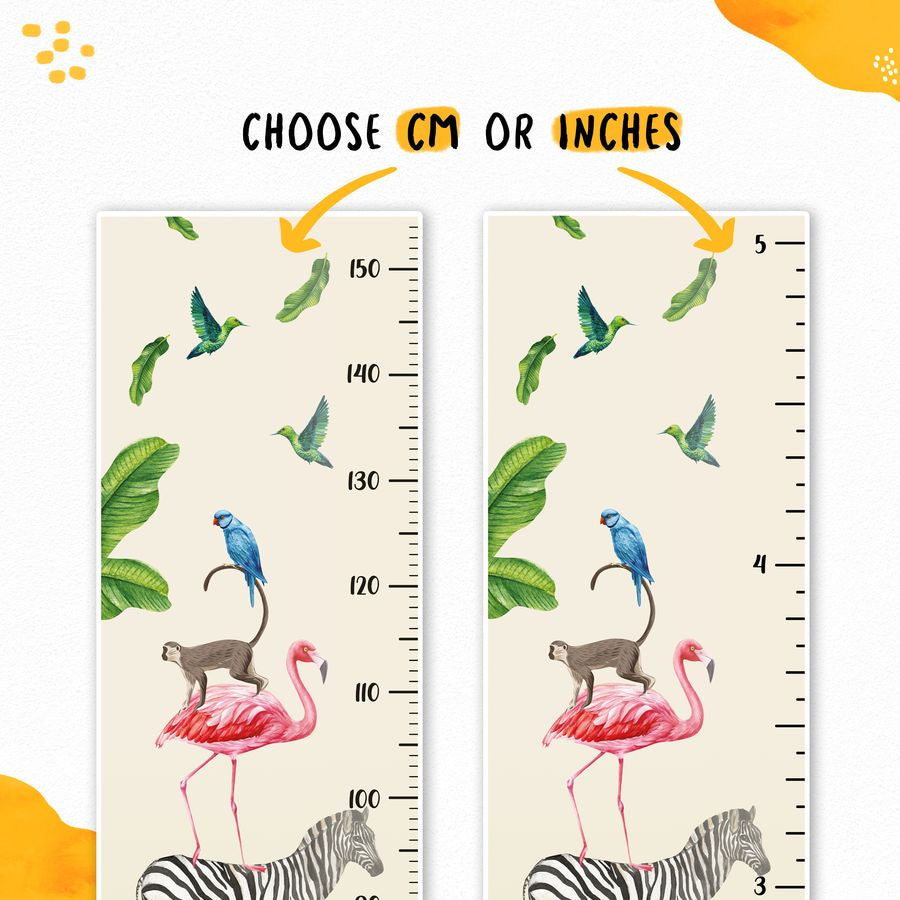 Kids' Growth Chart Peel and Stick Safari Animal - Vinyl Measurement Charts for Toddler Room Decoration