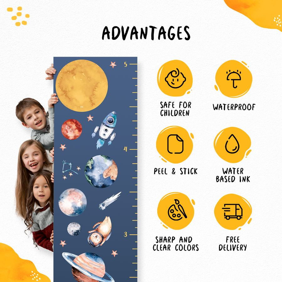 Kids' Growth Chart Peel and Stick Solar System Wall Decals