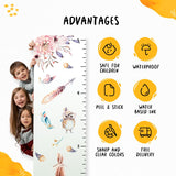 Kids' Growth Chart Peel and Stick Wood Animals Boho Design for Girls