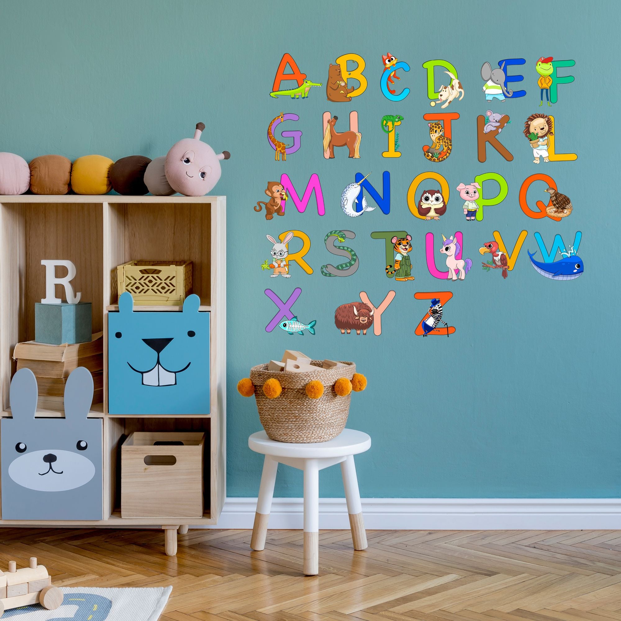 Animal Alphabet Wall Decals Educational ABC Stickers for Kids