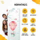 Kids' Growth Chart Peel and Stick Bunny Hot Air Balloon Wall Decals for Nursery