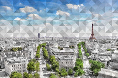 Custom Aerial View Paris Cityscape Wall Mural Geometrical Wallpaper