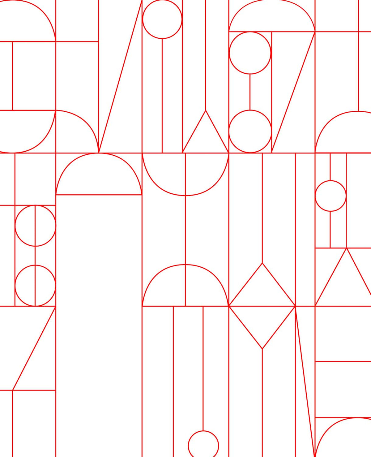 Rode lijnen geometrisch behang – art deco bogen en vormen fotobehang