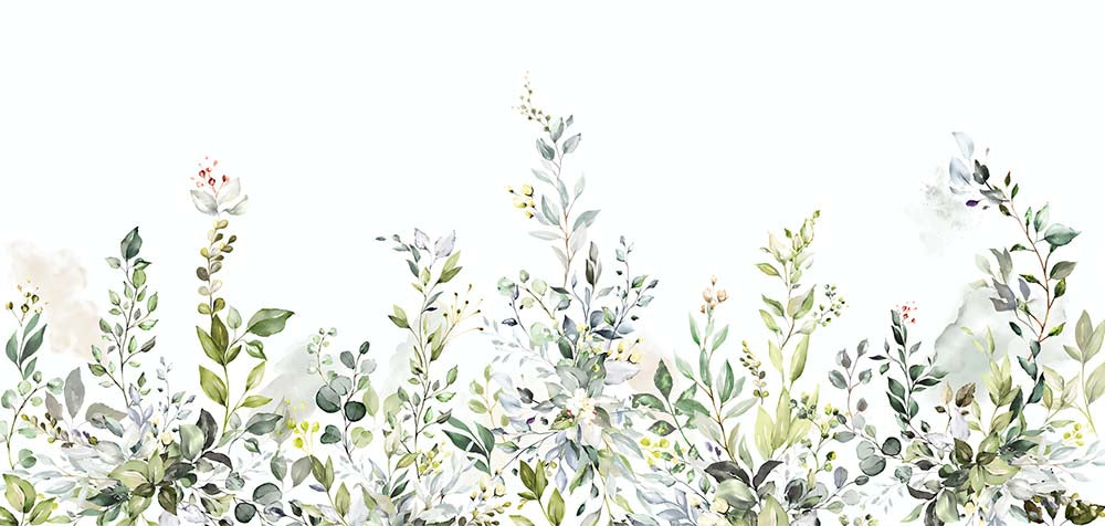 Watercolor Wildflowers and Greenery Wall Mural - Elegant Pastel Floral Wallpaper