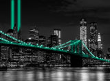 Dark Night New York City Skyline Wall Mural Green Accent Lantern Wallpaper