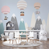 Kids Wall Murals Scandinavian Mountains Adventure Balloon Wallpaper for Kids