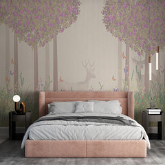 Custom Majestic Deer in the Woods Wall Mural Magic Forest Scene Wallpaper