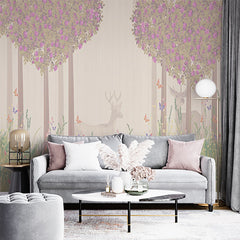 Custom Majestic Deer in the Woods Wall Mural Magic Forest Scene Wallpaper