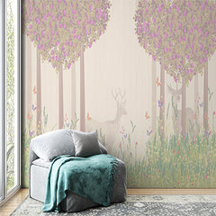 Custom Majestic Deer in the Woods Wall Mural Magic Forest Scene Wallpaper