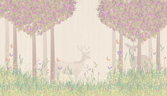 Custom Majestic Deer in the Woods Wall Mural Magic Forest Scene Wallpaper