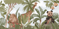 Custom Kids Wall Mural  Tropical Design Safari Animals Wallpaper for Kids Room