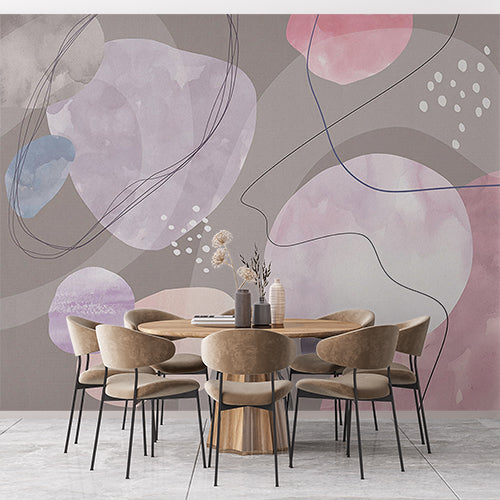 Abstract Watercolor Shapes and Lines Wallpaper in Pastel Tones