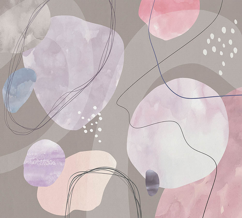 Abstract Watercolor Shapes and Lines Wallpaper in Pastel Tones