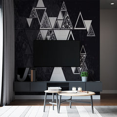 Custom Modern Abstract Geometric Triangle Wall Mural Wallpaper - Monochrome Black and White Design