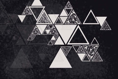 Custom Modern Abstract Geometric Triangle Wall Mural Wallpaper - Monochrome Black and White Design
