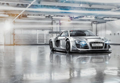 Custom High-Performance Racing Car Wall Mural - Sleek Audi R8 LMS in Modern Garage