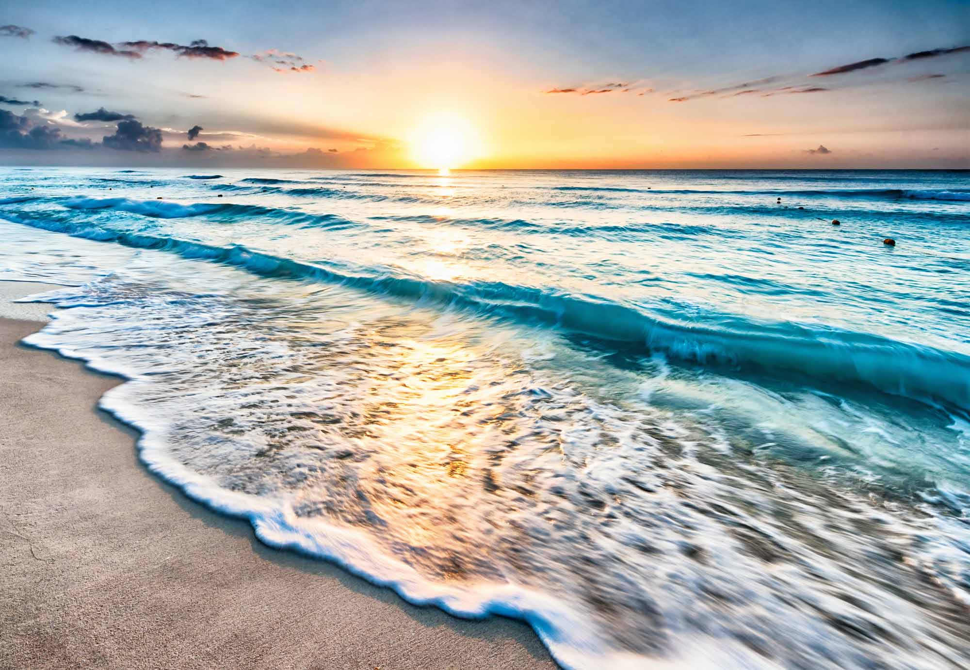 Sunrise Ocean Waves Beach Wall Mural Wallpaper