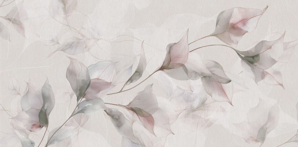 Aquarel lelies behang – zachtroze en saliegroene bloemen fotobehang