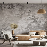 Vintage Grayscale Leaf and Branch Wall Mural Wallpaper