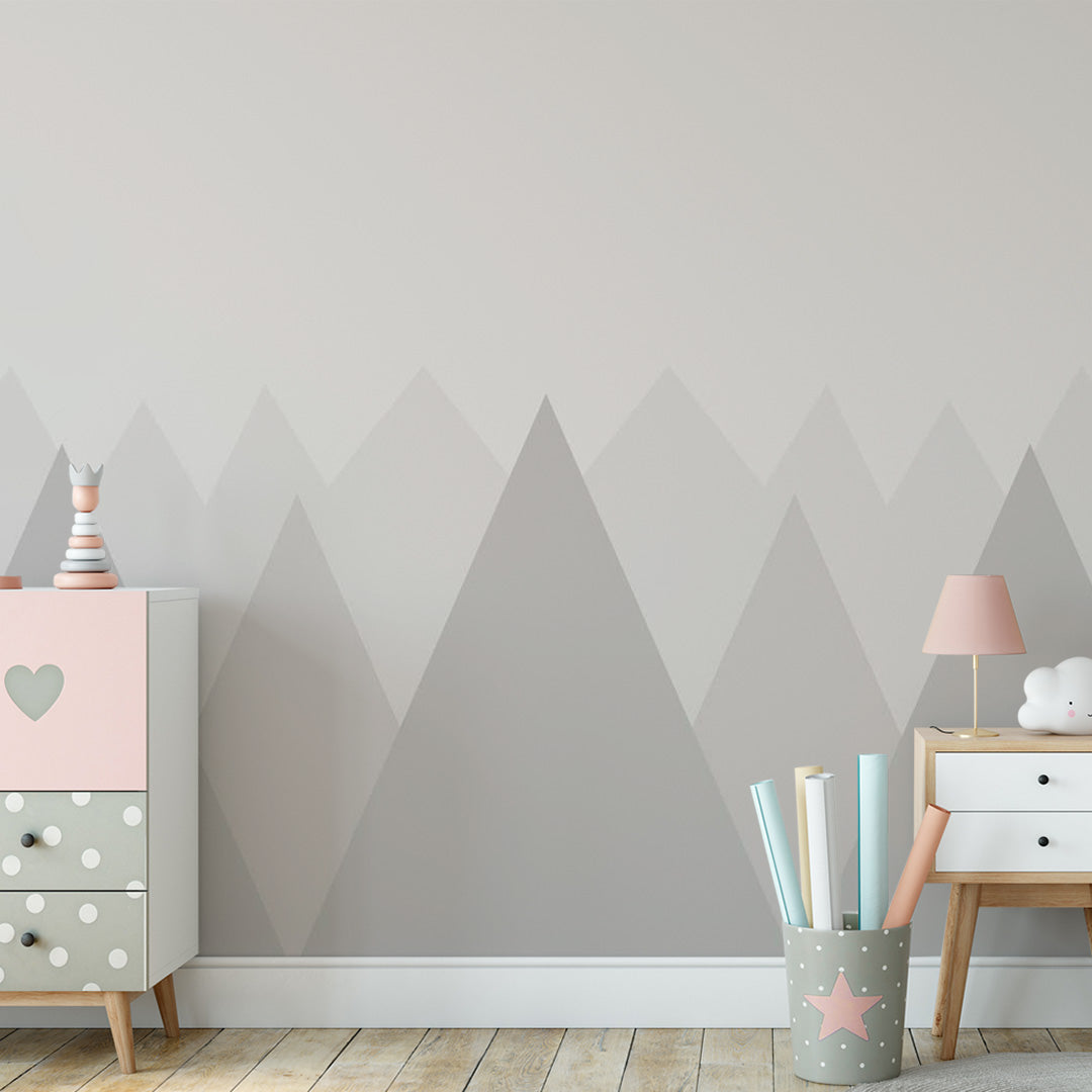 Kids Wall Murals Grey Mountains Wallpaper for Kids